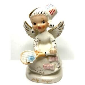 Vintage Relco Japan July Angel of the Month Patriotic Tennis Kitschy 50s Kitsch